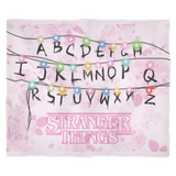 Stranger Things Lights & Letters Horizontal Ultra Soft Plush Fleece Blanket in Baby Pink