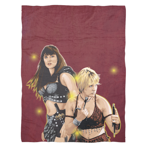 Xena Warrior Princess and Gabrielle Ultra Soft Plush Fleece Blanket Maroon