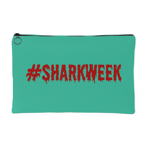 Shark Week Period Pouch for Purses and Diaper Bags 8"x5" in Aqua