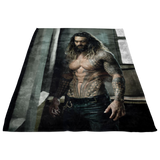 Aquaman Jason Momoa Hand Digitally Painted Ultra Soft Plush Fleece Blanket