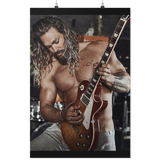 Jason Momoa and His Guitar Matte Poster